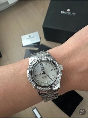 Tag Heuer Silver Diamond-Bezel Women's Aquaracer Watch